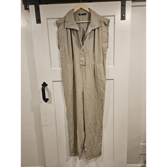 Women's Zara Khaki Jumpsuit Size M, Excellent Condition - Picture 1 of 6
